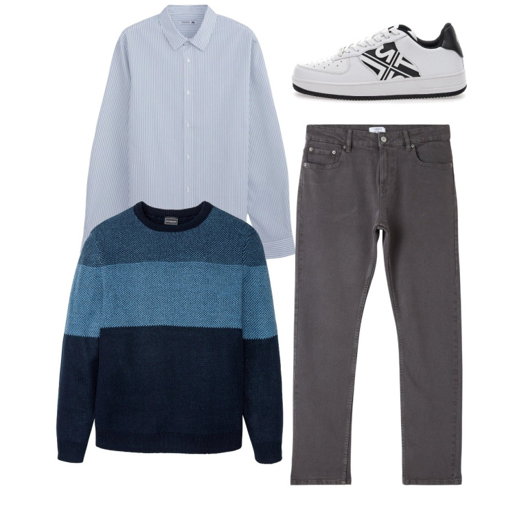 Outfit uomo - City. Stile Casual per Tutti i giorni. Abbinamento con maglieria, camicie, pantaloni, sneakers.