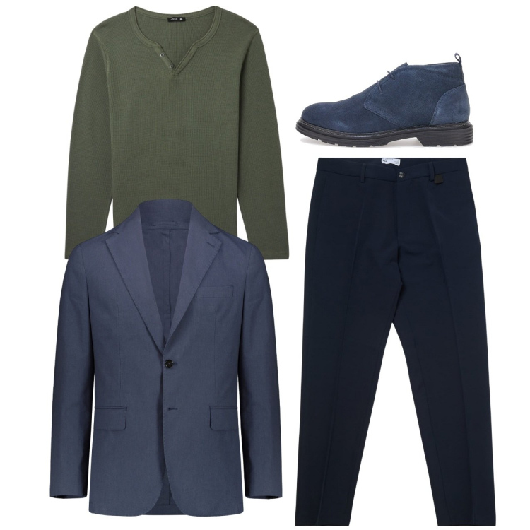 Outfit uomo - City. Stile Casual per Tutti i giorni. Abbinamento con t-shirt, pantaloni chino, scarpe stringate, giacche.