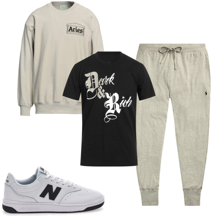 Outfit uomo - Weekend. Stile Casual per Tutti i giorni. Abbinamento con felpe, t-shirt, pantaloni, sneakers.