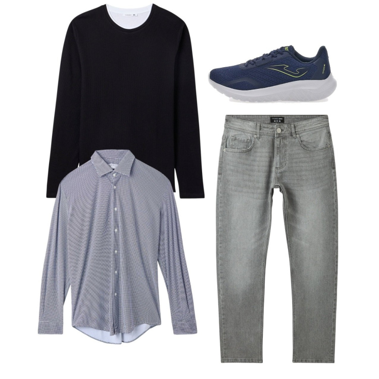 Outfit uomo - City. Stile Casual per Tutti i giorni. Abbinamento con jeans, camicie, maglieria, sneakers.