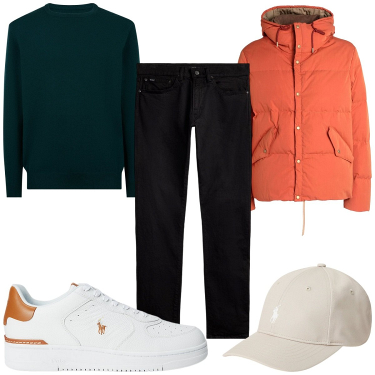 Outfit uomo - Total look #2062818. Stile Trendy per Tutti i giorni. Abbinamento con piumini, sneakers, jeans, cappelli, maglieria.