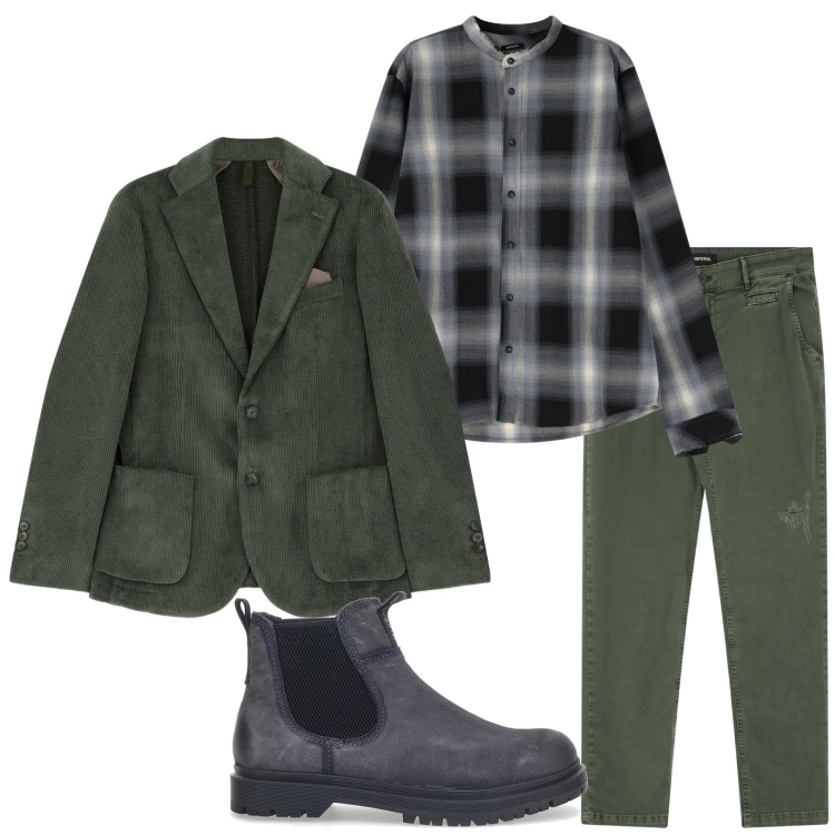 Outfit uomo - Quadro senza tempo. Stile Urban per Tutti i giorni. Abbinamento con camicie, giacche, pantaloni chino, stivali e stivaletti.