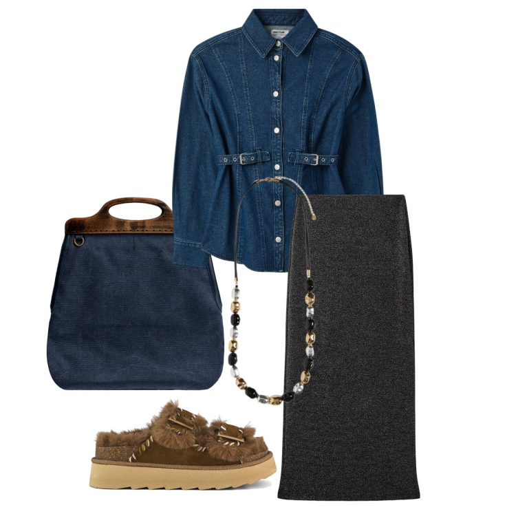 Outfit donna - Più di una camicia. Stile Trendy per Tutti i giorni. Abbinamento con camicie, gonne lunghe, sandali, borse a tracolla, collane.