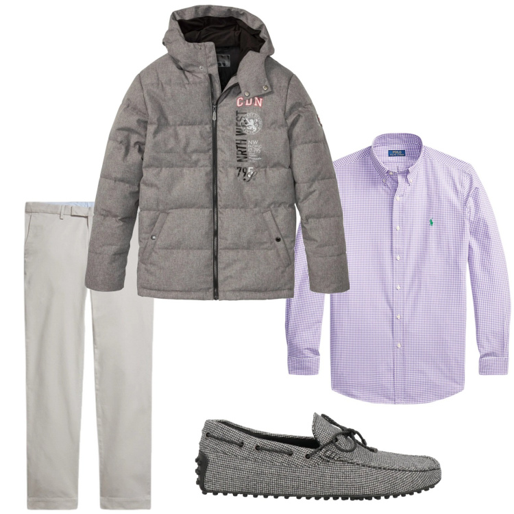 Outfit uomo - Stringate grigie. Stile Trendy per Tutti i giorni. Abbinamento con giacche, scarpe stringate, camicie, pantaloni chino.
