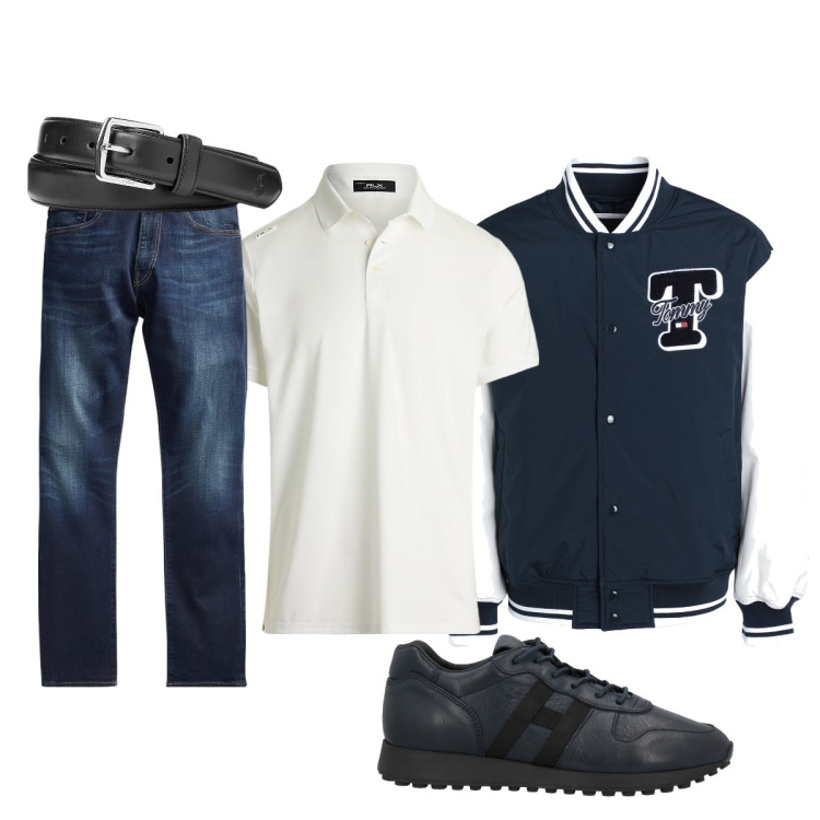 Outfit uomo - Il giubbotto stile college. Stile Trendy per Tutti i giorni. Abbinamento con sneakers, giacche, cinture, jeans, polo.