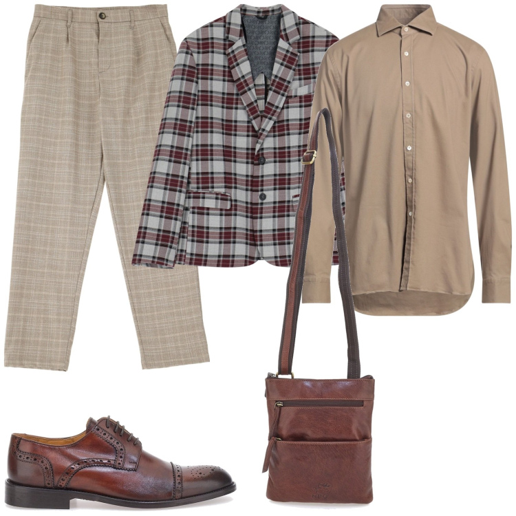 Outfit uomo - Pattern geometrici. Stile Trendy per Serata speciale. Abbinamento con camicie, pantaloni, giacche, scarpe stringate, portafogli.