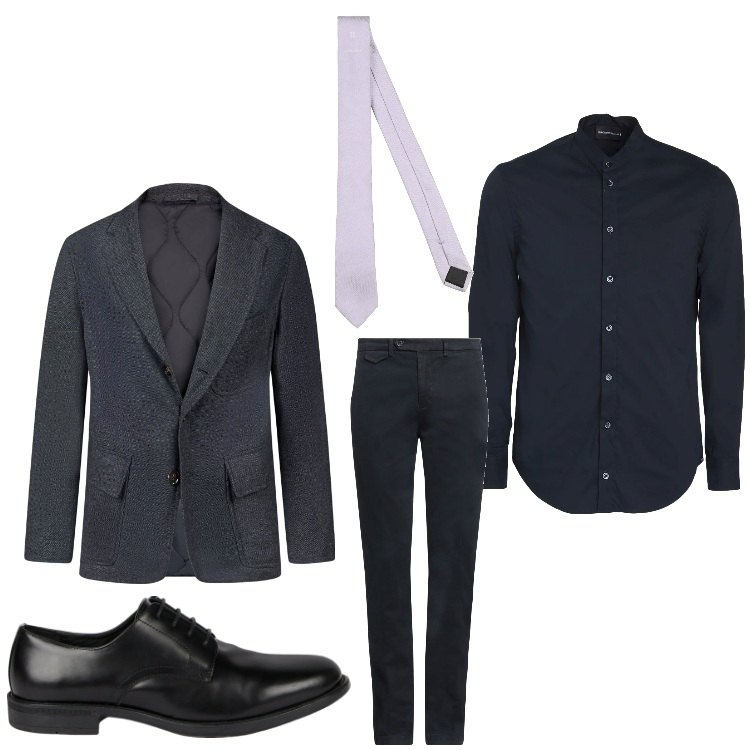 Outfit uomo - Un completo spezzato. Stile Business/Elegante per Serata speciale. Abbinamento con cravatte, pantaloni chino, camicie, giacche, scarpe stringate.