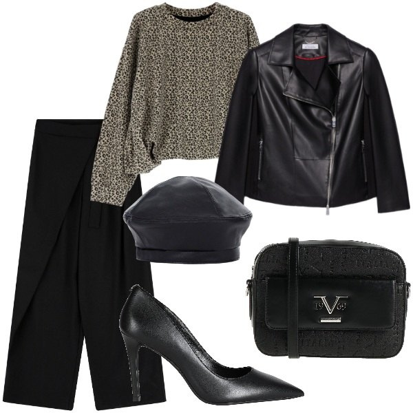 Outfit donna - Serata fuori. Stile Trendy per Serata fuori. Abbinamento con décolleté, borse a tracolla, pantaloni, cappelli e berretti, felpe, blazer.