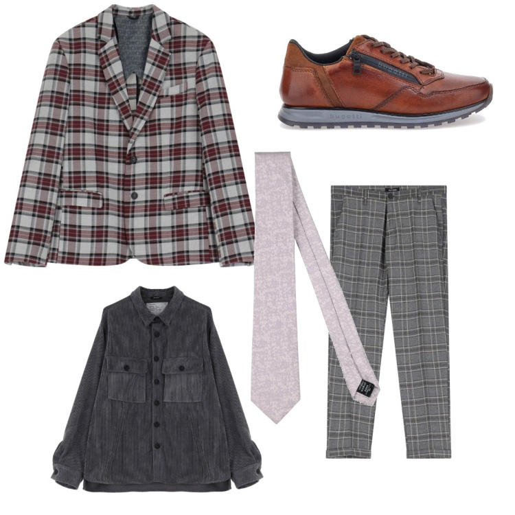 Outfit uomo - Così..... Stile Trendy per Serata speciale. Abbinamento con cravatte, giacche, pantaloni, camicie, scarpe stringate.