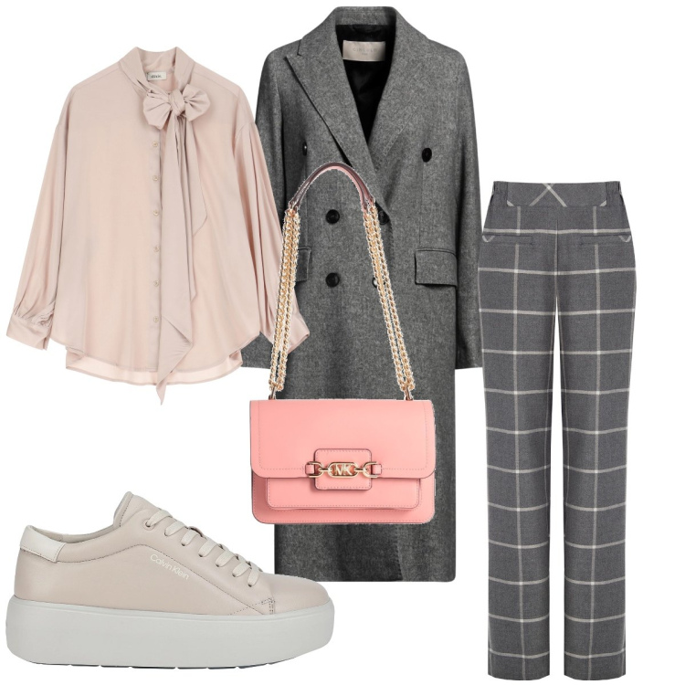 Outfit donna - Look romantico. Stile Romantica per Serata fuori. Abbinamento con sneakers, cappotti, borse a spalla, pantaloni, camicie.