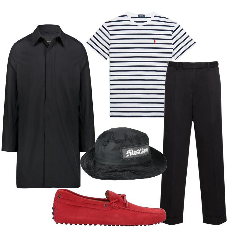Outfit uomo - Stile disinvolto. Stile Urban per Tutti i giorni. Abbinamento con cappelli, scarpe stringate, t-shirt, giacche, pantaloni.