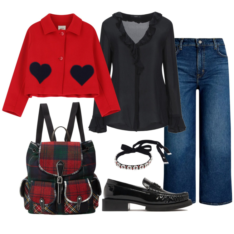 Outfit donna - Preppy girl. Stile Preppy per Tutti i giorni. Abbinamento con camicie, blazer, zaini, jeans, collane, mocassini.