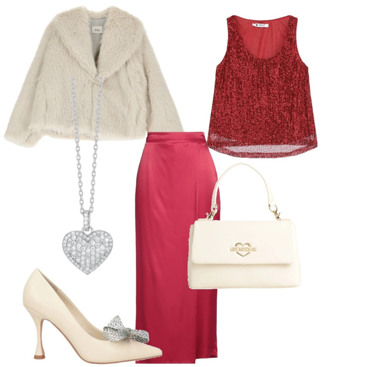 Outfit donna - Rosso fuoco. Stile Chic per Cerimonia. Abbinamento con décolleté, pantaloni, borse a mano, collane, top, blazer.