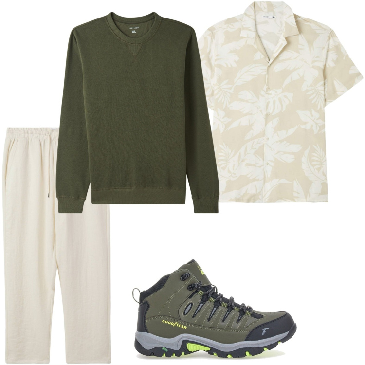 Outfit uomo - La camicia con stampa. Stile Trendy per Tutti i giorni. Abbinamento con camicie a manica corta, pantaloni, felpe, stivali e stivaletti.