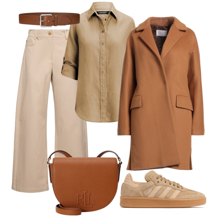 Outfit donna - Mocha mousse in jeans. Stile Trendy per Tutti i giorni. Abbinamento con cappotti, cinture, borse a tracolla, camicie, sneakers, jeans.