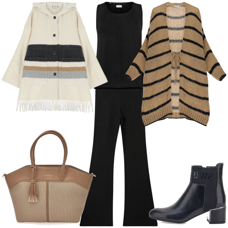 Outfit donna - Il cappotto Please. Stile Minimal per Tutti i giorni. Abbinamento con leggings, cardigans, cappotti, stivaletti, top, borse tote.