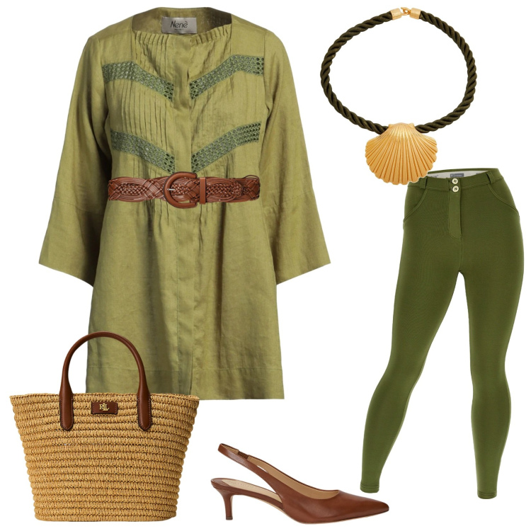 Outfit donna - Con o senza leggings: 2 outfit in 1 !. Stile Etnico per Tutti i giorni. Abbinamento con camicie a manica corta, collane, pantaloni skinny, cinture, décolleté, borse tote.