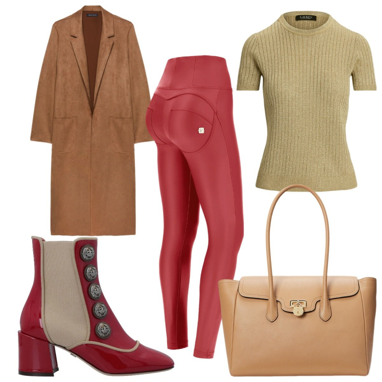 Outfit donna - Total look #2063417. Stile Trendy per Tutti i giorni. Abbinamento con stivaletti chelsea, pantaloni, borse a mano, maglieria, trench.