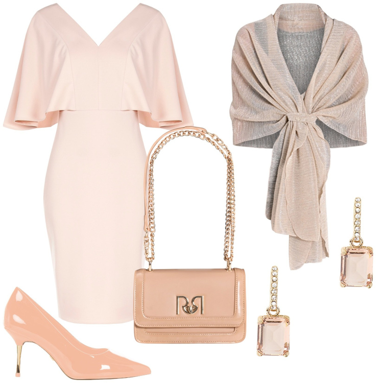 Outfit donna - Cerimonia primaverile. Stile Chic per Cerimonia. Abbinamento con vestiti a tubino, stole, borse a tracolla, décolleté, orecchini.