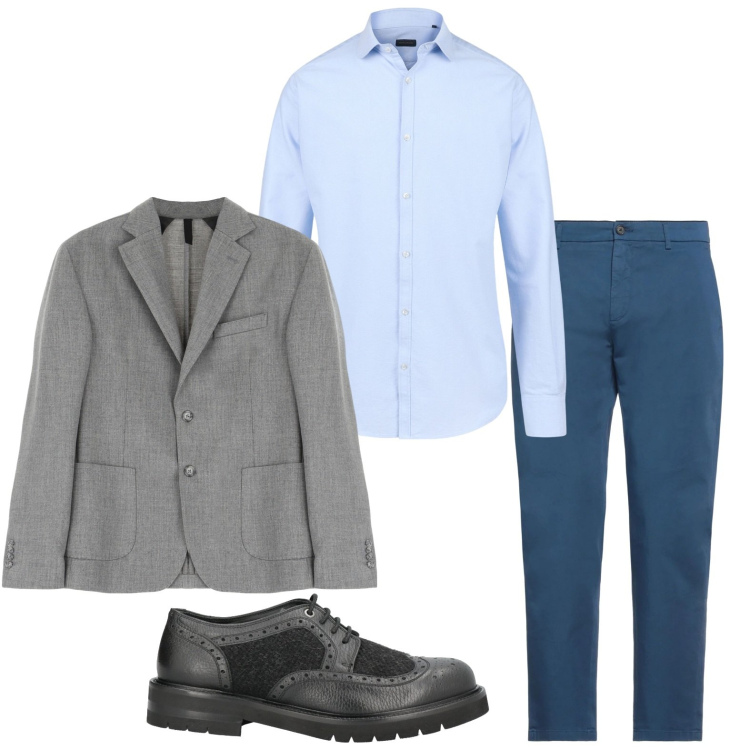 Outfit uomo - Classe ed eleganza. Stile Trendy per Ufficio. Abbinamento con scarpe stringate, pantaloni, giacche, camicie.