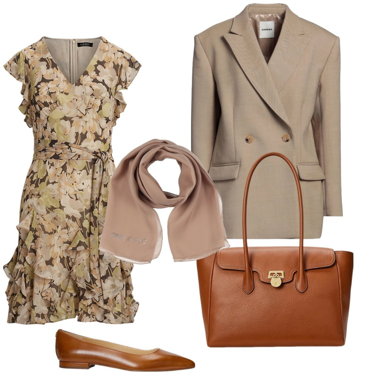 Outfit donna - Elegante sempre. Stile Glamour per Tutti i giorni. Abbinamento con sciarpe, blazer, borse a mano, vestiti, ballerine.