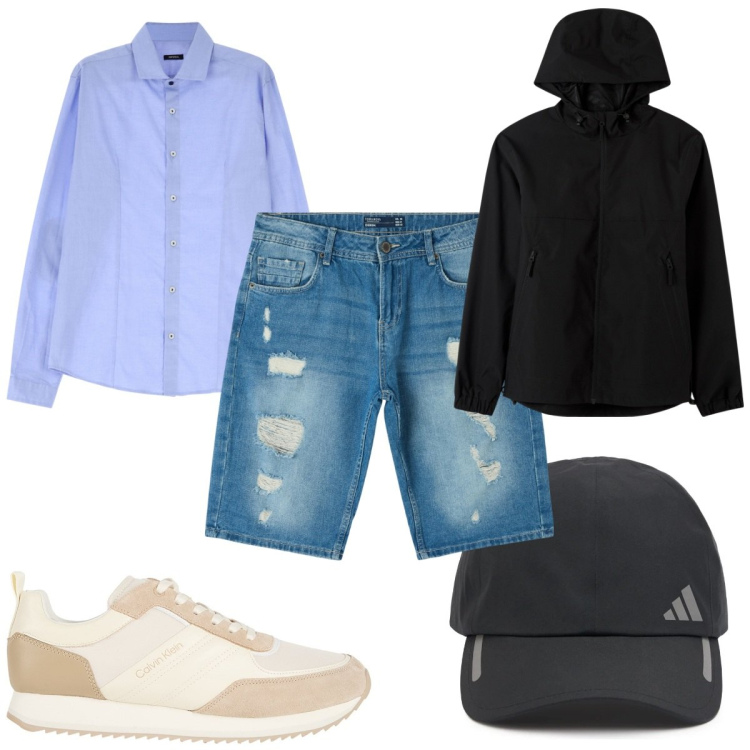 Outfit uomo - Total look #2063564. Stile Trendy per Tutti i giorni. Abbinamento con sneakers, giacche, shorts, camicie, cappelli.