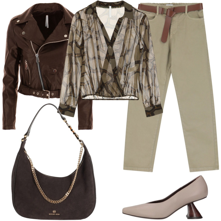 Outfit donna - Il chiodo mezza stagione. Stile Sporty chic per Tutti i giorni. Abbinamento con décolleté, borse a spalla, pantaloni, blazer, camicie.