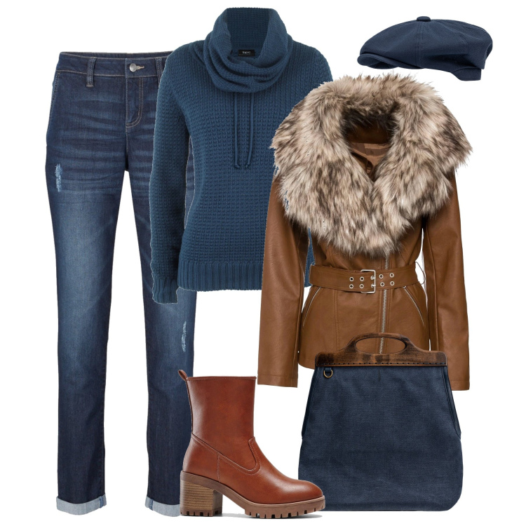 Outfit donna - La giacca dal collo removibile. Stile Casual per Tutti i giorni. Abbinamento con jeans boyfriend, maglieria, stivaletti, blazer, borse a tracolla, cappelli.