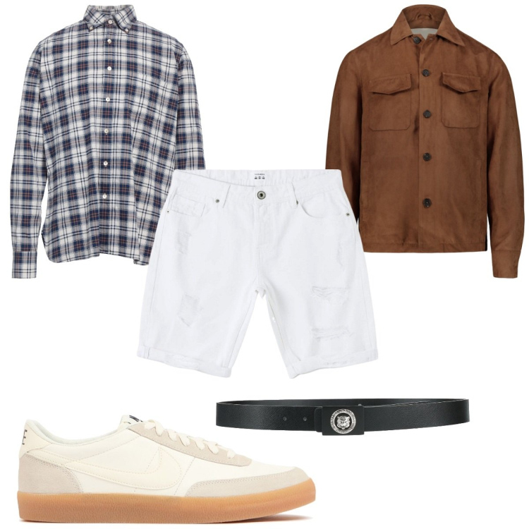 Outfit uomo - Total look #2063623. Stile Trendy per Tutti i giorni. Abbinamento con cinture, camicie, bermuda, giacche, sneakers.