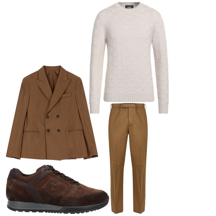 Outfit uomo - Marrone casual. Stile Casual per Tutti i giorni. Abbinamento con sneakers, pullovers, giacche, pantaloni.