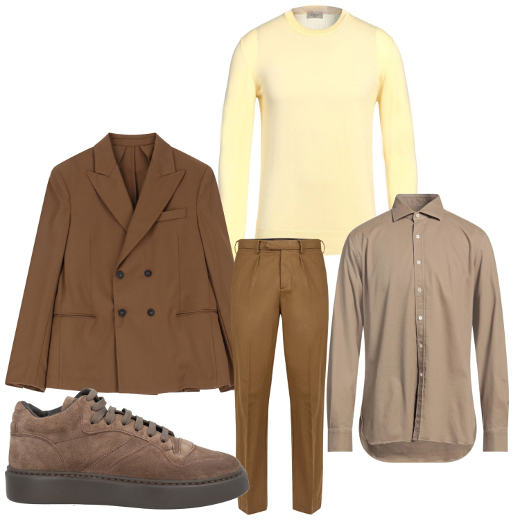 Outfit uomo - Un goccio di giallo. Stile Business/Elegante per Ufficio. Abbinamento con camicie, sneakers, pullovers, giacche, pantaloni.