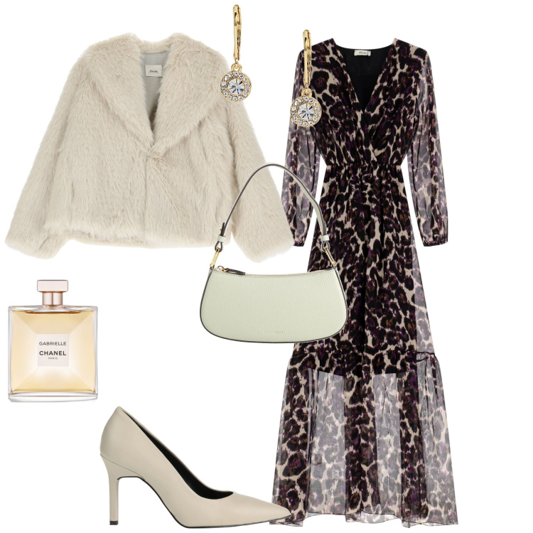 Outfit donna - Evento serata glamour. Stile Bon Ton per Serata fuori. Abbinamento con décolleté, borse a mano, profumi, vestiti lunghi, blazer, orecchini.