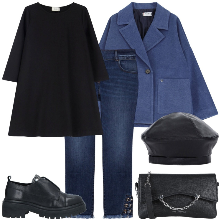 Outfit donna - Vestito o maglietta. Stile Casual per Scuola/Università. Abbinamento con borse a tracolla, mocassini, blazer, vestiti corti, cappelli e berretti, jeans skinny.
