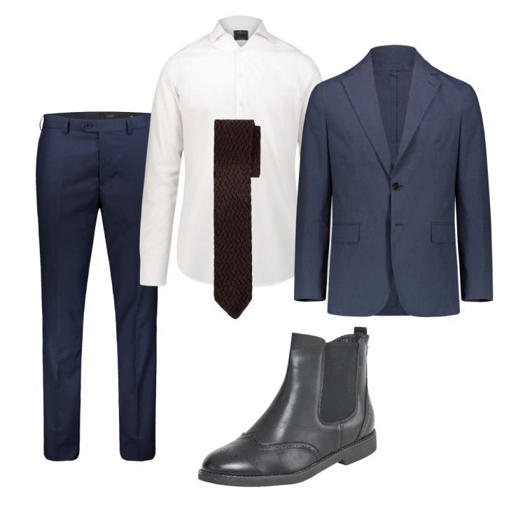 Outfit uomo - Total look #2063870. Stile Business/Elegante per Ufficio. Abbinamento con stivali e stivaletti, camicie, giacche, pantaloni, cravatte.