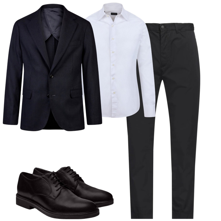 Outfit uomo - Black. Stile Business/Elegante per Tutti i giorni. Abbinamento con pantaloni, scarpe stringate, giacche, camicie.