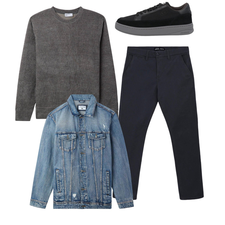 Outfit uomo - City. Stile Casual per Tutti i giorni. Abbinamento con sneakers, giacche, pantaloni chino, pullovers.