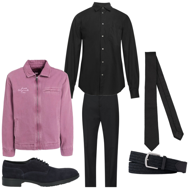 Outfit uomo - Quasi nero. Stile Business/Elegante per Serata speciale. Abbinamento con cinture, scarpe stringate, pantaloni, giacche, cravatte, camicie.