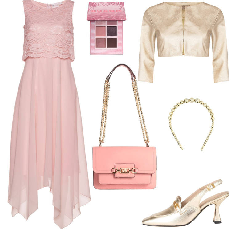 Outfit donna - Abiti asimmetrici. Stile Chic per Cerimonia. Abbinamento con vestiti midi/longuette, décolleté, borse a spalla, ombretti, bolero, cerchietti.