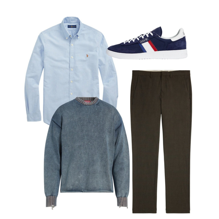 Outfit uomo - City. Stile Casual per Tutti i giorni. Abbinamento con pullovers, camicie, pantaloni, sneakers.