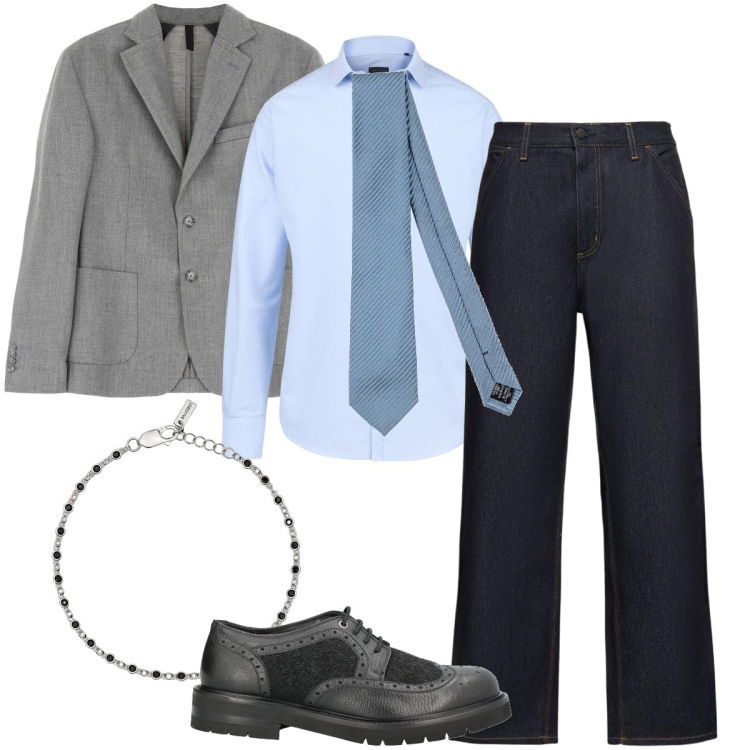 Outfit uomo - La cravatta a righe. Stile Business/Elegante per Ufficio. Abbinamento con scarpe stringate, cravatte, braccialetti, giacche, camicie, jeans.
