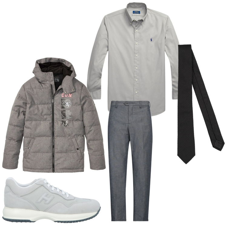 Outfit uomo - W il grigio. Stile Business/Elegante per Serata speciale. Abbinamento con giacche, pantaloni chino, sneakers, cravatte, camicie.
