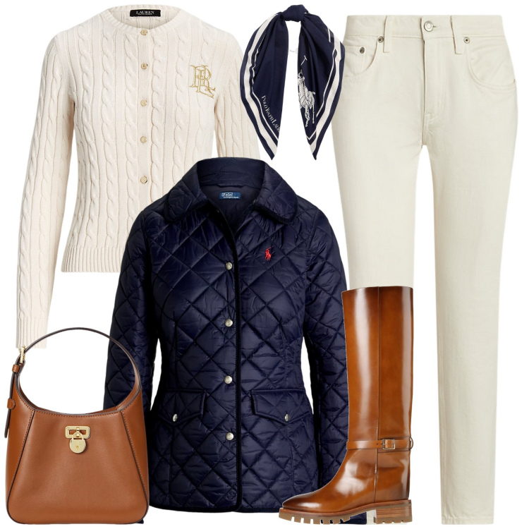 Outfit donna - Equitare. Stile Casual chic per Tutti i giorni. Abbinamento con stivali, cardigans, borse a tracolla, jeans, foulard, giacche.