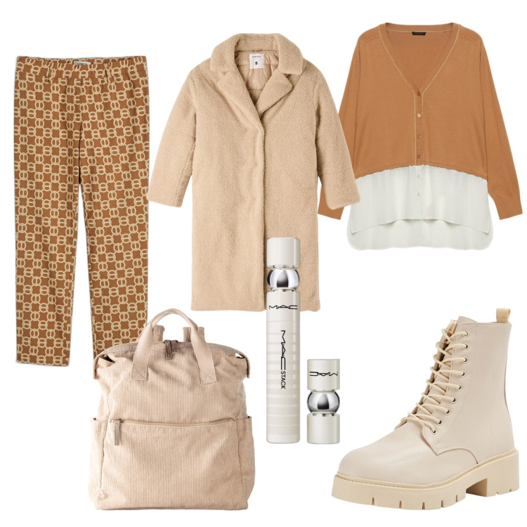Outfit donna - Total look #2064520. Stile Casual per Scuola/Università. Abbinamento con pantaloni, zaini, primer, anfibi, cappotti, cardigans.