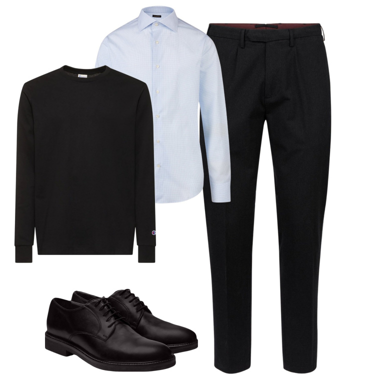 Outfit uomo - City. Stile Business/Elegante per Tutti i giorni. Abbinamento con pantaloni, scarpe stringate, camicie, t-shirt.