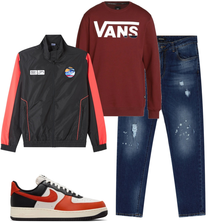 Outfit uomo - Total look #2064643. Stile Casual per Tutti i giorni. Abbinamento con felpe, giacche, jeans, sneakers.