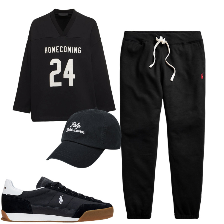 Outfit uomo - Total look #2064654. Stile Casual per Tutti i giorni. Abbinamento con pantaloni, cappelli, sneakers, felpe.