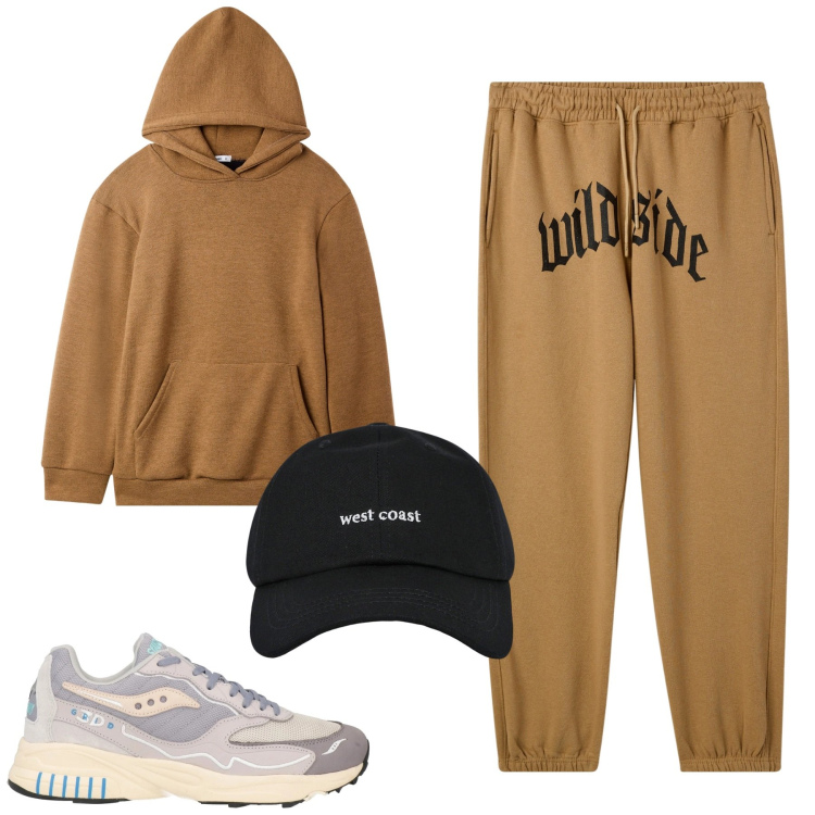 Outfit uomo - Total look #2064663. Stile Casual per Tutti i giorni. Abbinamento con sneakers, pantaloni, felpe, cappelli con visiera.