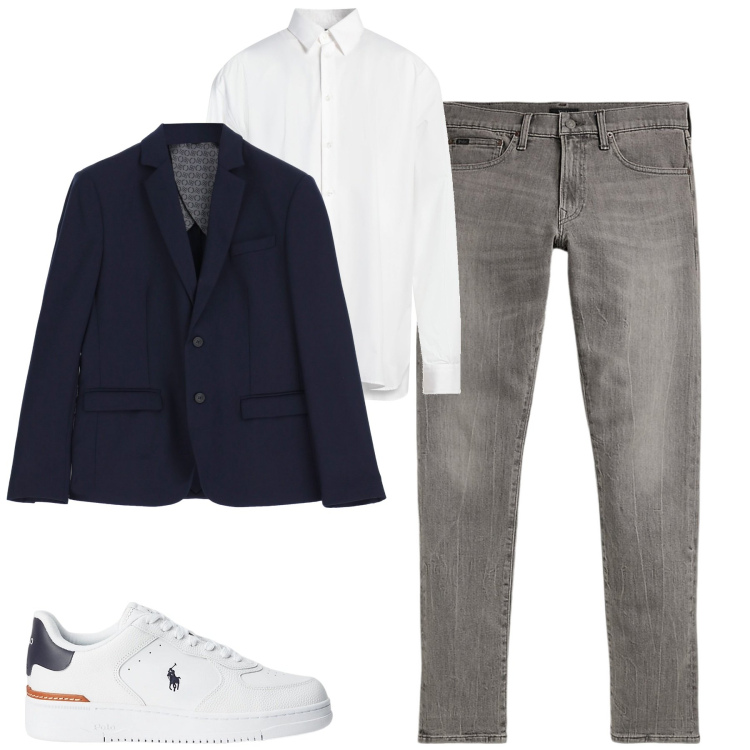 Outfit uomo - Total look #2064676. Stile Casual per Tutti i giorni. Abbinamento con camicie, giacche, sneakers, jeans.