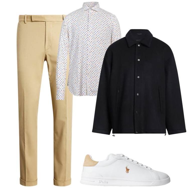Outfit uomo - Total look #2064678. Stile Urban per Tutti i giorni. Abbinamento con camicie, giacche, sneakers, pantaloni chino.