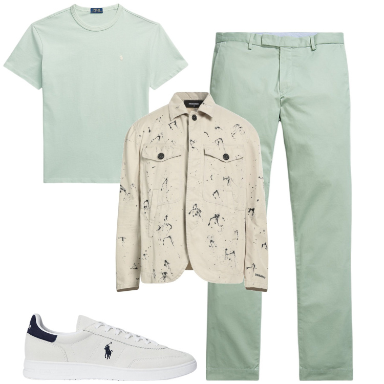 Outfit uomo - Total look #2064681. Stile Casual per Tutti i giorni. Abbinamento con giacche, t-shirt, pantaloni chino, sneakers.